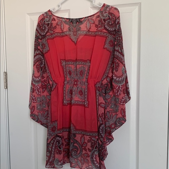 INC International Concepts Pink and Black Flutter Sleeve Blouse/kimono - Picture 2 of 6